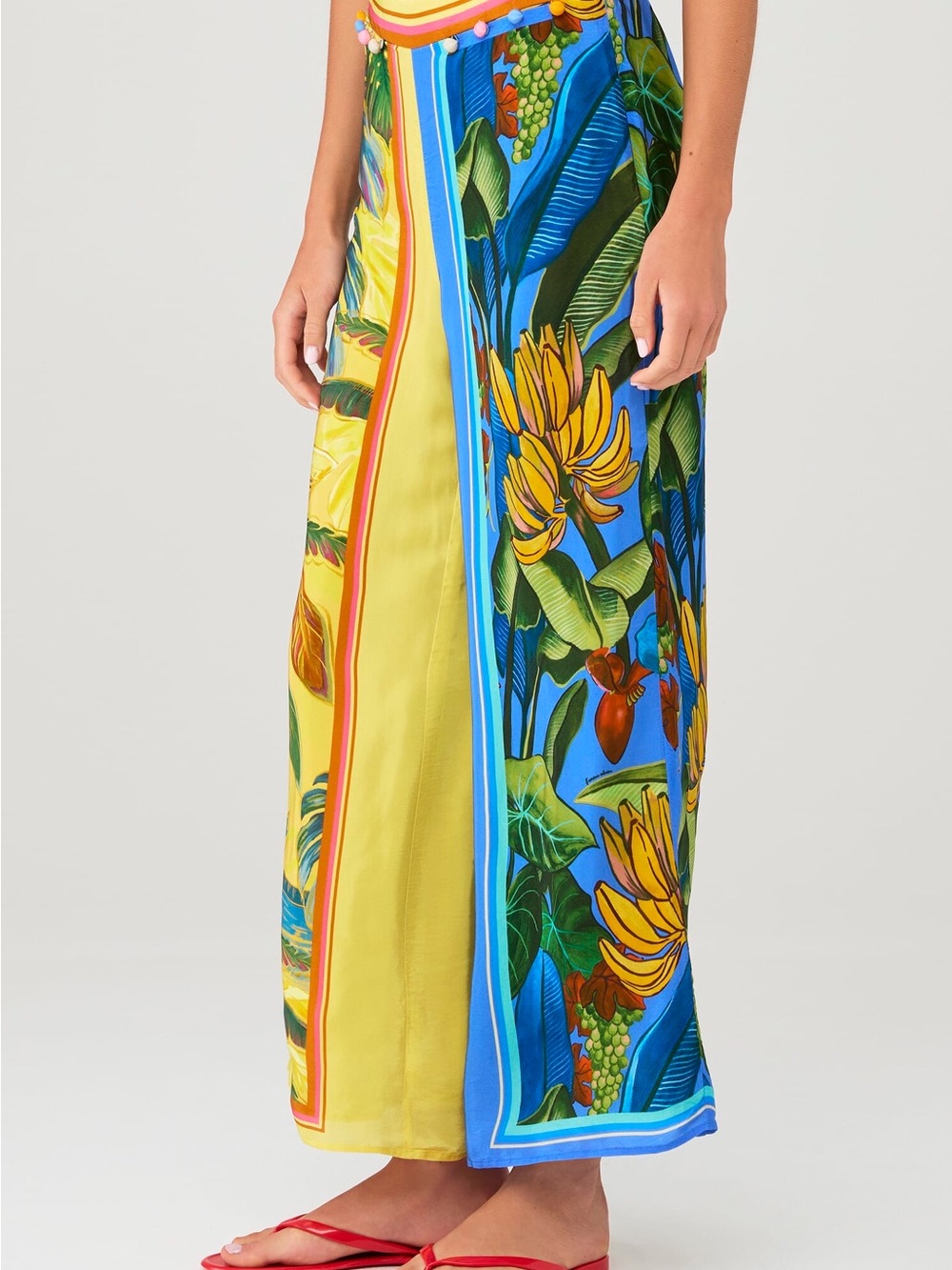 Farm Rio Tropical Botanical Wide-Leg Pants Yellow & Blue - Picture 5 of 12